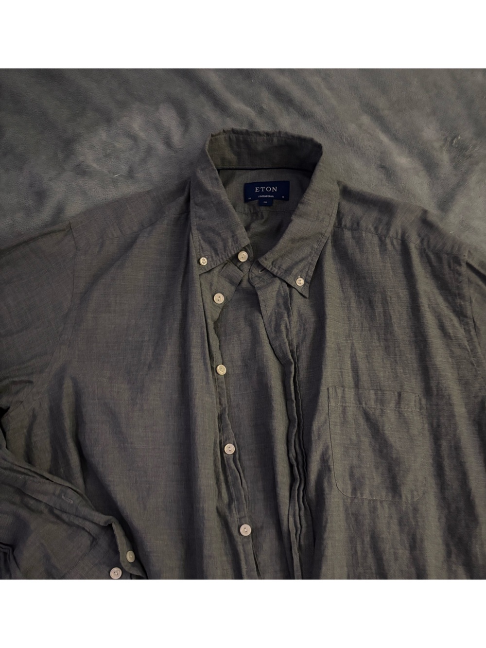 Eton Men's Charcoal Button-Down Casual Shirt